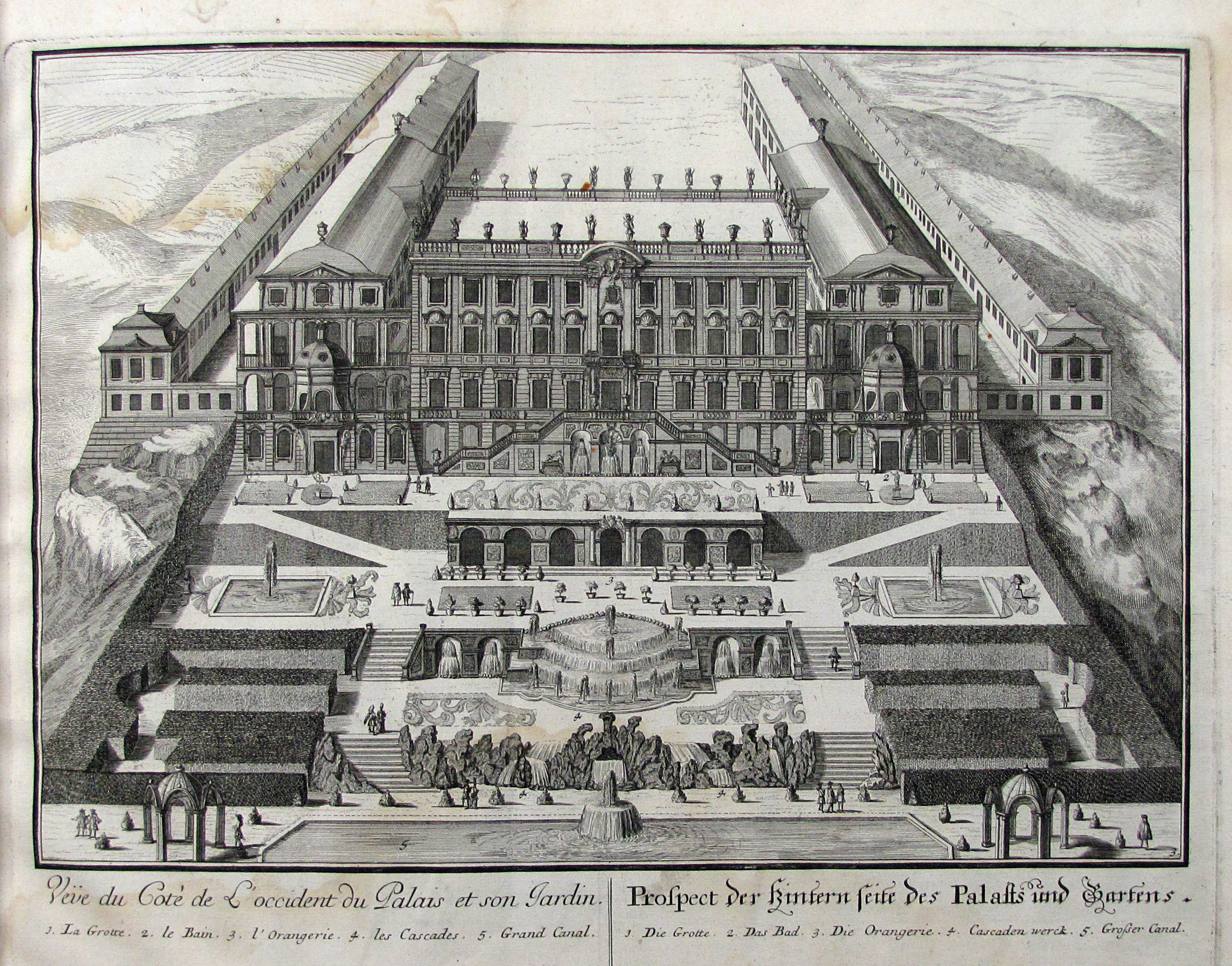 Nette, Johann Friedrich, Prospect und Theile des Fürstl. Hauses und Gartens Ludwigsburg. Veues et parties principales de Louis-bourg .