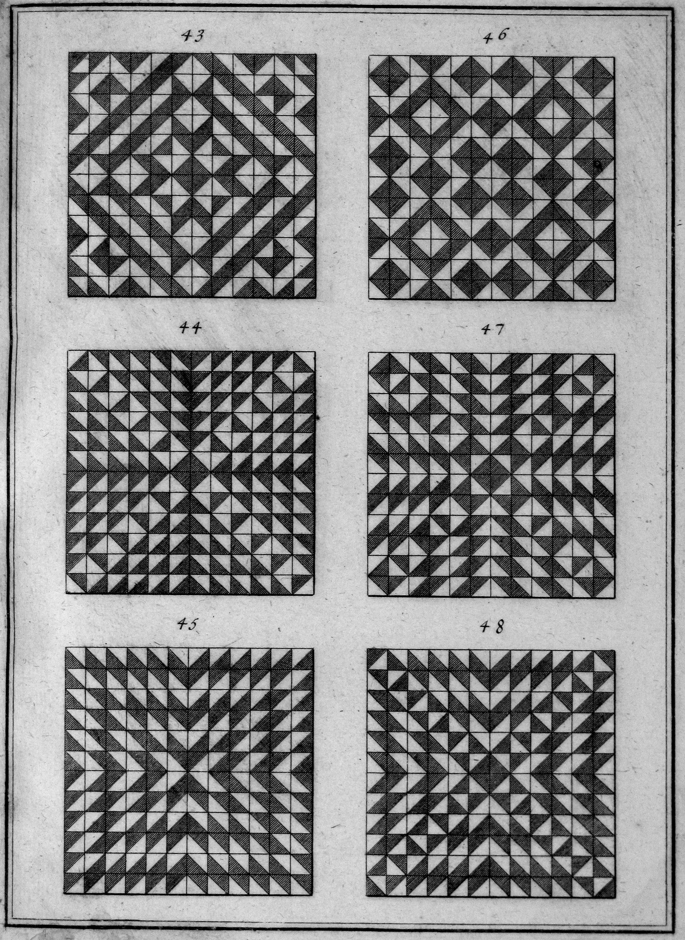 Douat, Domenique, Methode pour faire une infinité de desseins differens, avec des carreaux mi-parts de deux couleurs par la ligne diagonale: ou observations… sur un mémoire inséré dans l’Histoire de l’Académie Royale des Science de Paris l’année 1704, présenté par Sebastien Truchet.