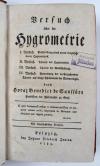 Saussure, Horace Bénedict de, Versuch über die Hygrometrie. (Übersetzt von J.D. Tietz).