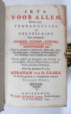 Abraham a Sancta Clara, (d.i. U. Megerle), Iets vor allen, zynde een Verhandeling en Verbeelding van allerhande Standen, Studien, Konsten, Wetenschappen, Handwerken. In ’t Nederduyts overgebracht door J. le Long.