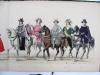Bos, G.J., Maskerade. Leiden, 1875. Lithographiertes, koloriertes Leporello aus 21 Segmenten.